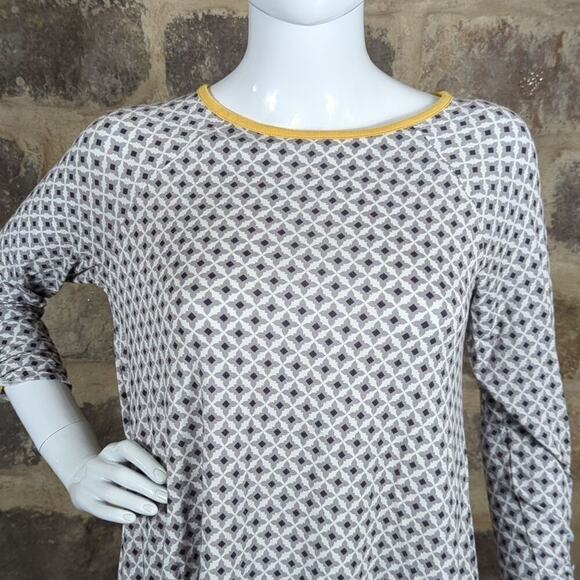 Matilda Jane Tunic Top Woman's Small White Black Yellow Trim Patterned Loose - Picture 2 of 15